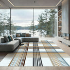 Brown Tan Blue Gridded Plaid Rug