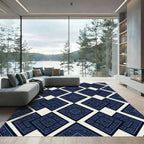 Indigo Geometric Diamond Folk Art Rug