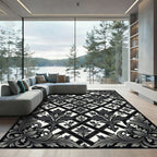 Monochromatic Floral Lattice Accents Rug