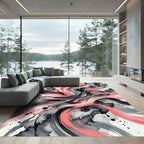 Coral Pink Brushstroke Abstract Rug