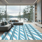 Sky Blue White Twisting Stripe Rug