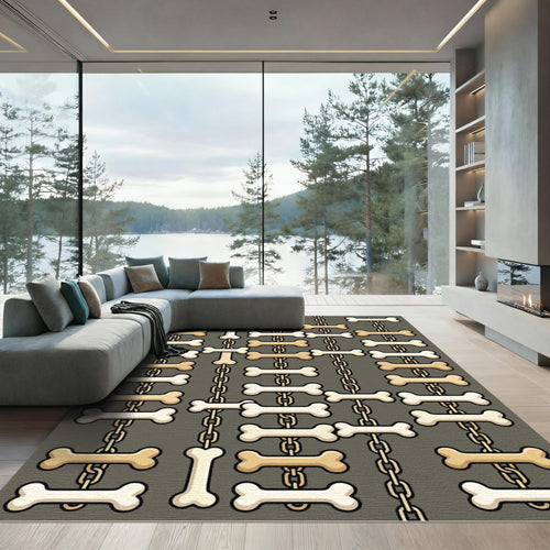 Beige Bone Chain Geometric Modern Rug