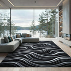 Monochrome Abstract Wave Motion Rug