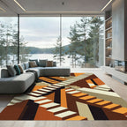 Geometric Stairwell With Orange Tones Rug