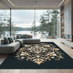 Ornate Cream Floral Filigree Medallion Rug