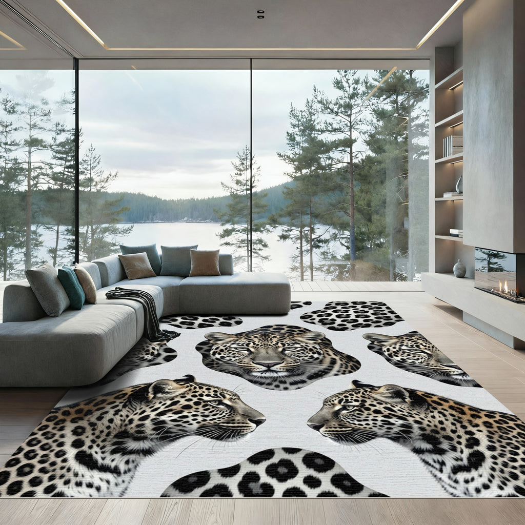 Leopard Head Spotted Animal Creature Rug