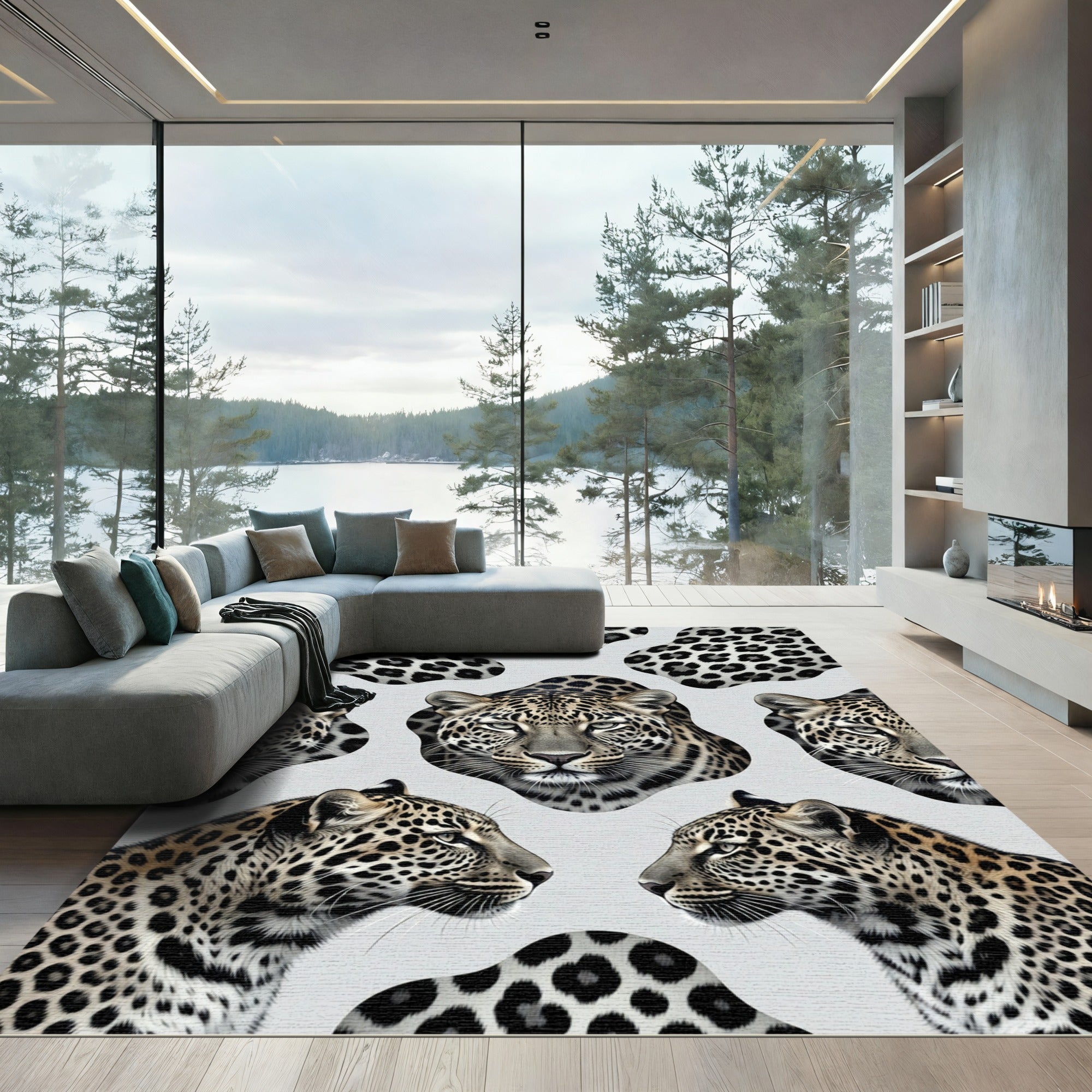 Leopard Head Spotted Animal Creature Rug