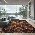 Terracotta Orange Abstract Geometric Rug