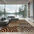 Bold Zebra Stripes Brown Beige Rug