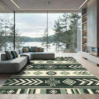 Sage Green Geometric Tribal Chevron Rug