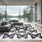 Whimsical Lavender Butterfly Garden Composition Rug