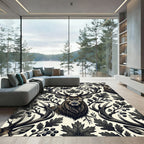 Majestic Woodland Elk Forest Illustration Rug