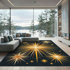 Golden Starburst Sunburst Explosion Rug