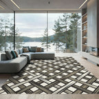 Woven Tan Neutral Lattice Weave Rug