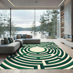 Contemporary Emerald Green Circular Labyrinth Rug