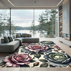 Blush Rose and Sage Botanical Garden Rug