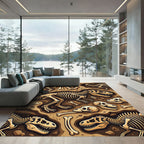 Paleontological Earthy Dinosaur Skeleton Illustration Rug
