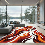 Fiery Crimson Orange Swirl Rug