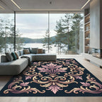 Ornate Pink and Gold Acanthus Swirl Rug