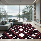 Deep Crimson Interlocking Lattice Weave Rug