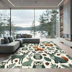 Forest Woodland Animal Sage Earthy Tone Rug