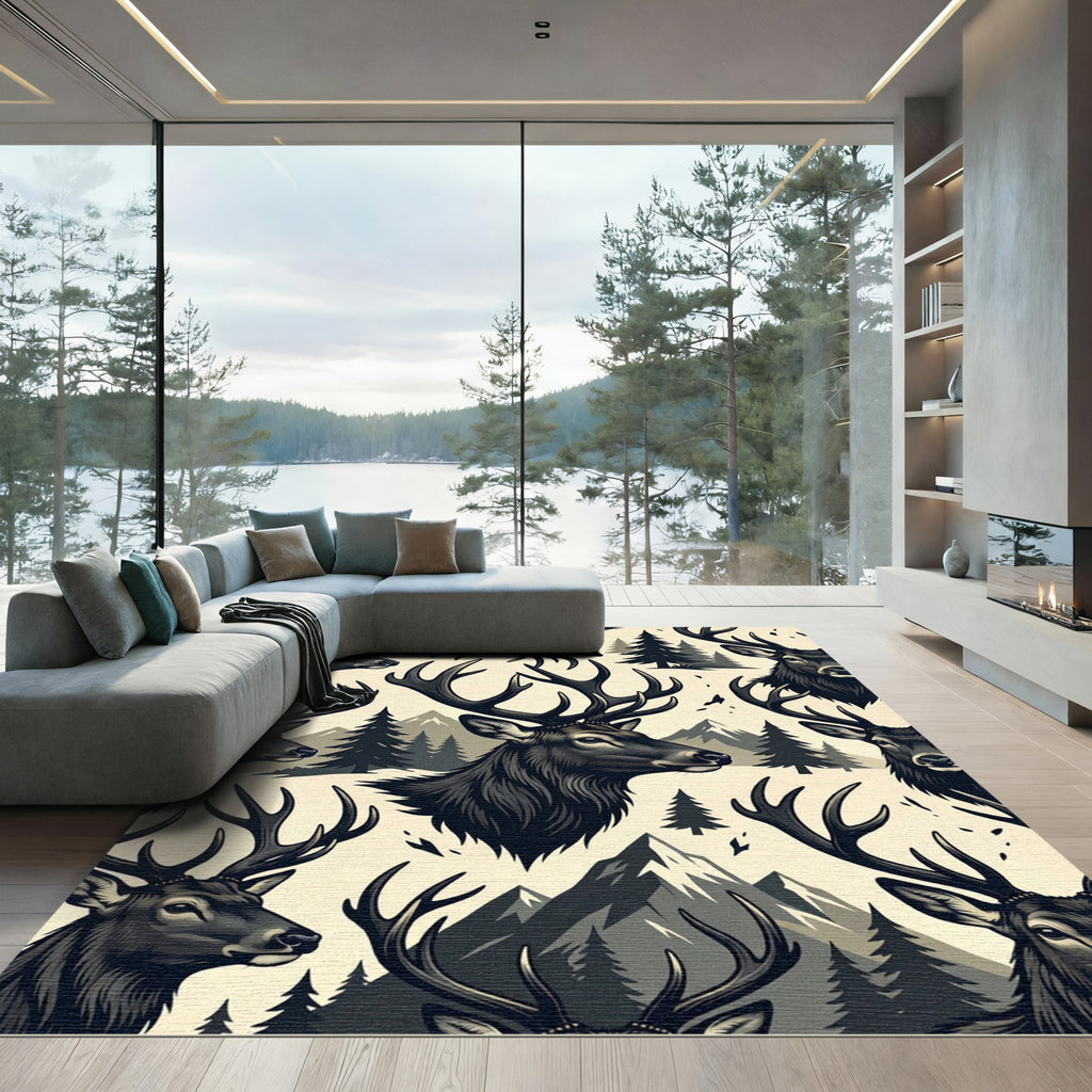 Rustic Black Elk Mountain Forest Rug