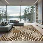 Geometric Damask Earth Tone Quilt Rug