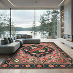 Coral Rose Garden Floral Medallion Rug