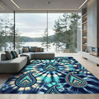 Teal Blue Tie Dye Paisley Swirl Rug