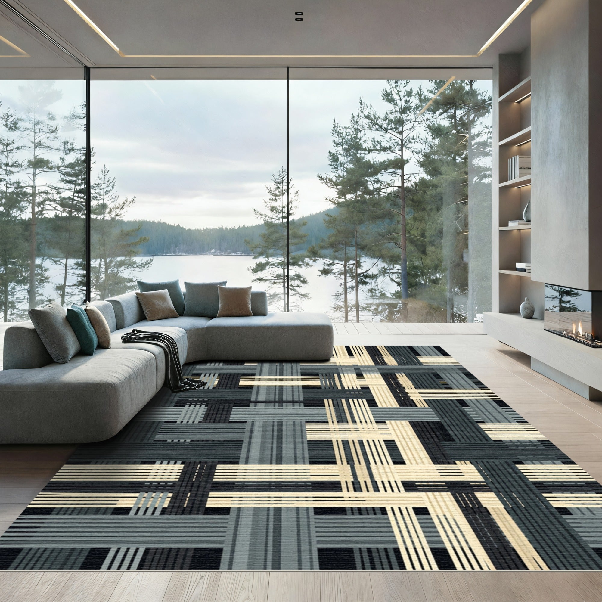 Woven Stripes Modern Composition Rug