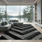 Monochromatic Geometric Illusion Stairs Rug
