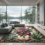 Ornate Vintage Rose and Peony Bouquet Rug