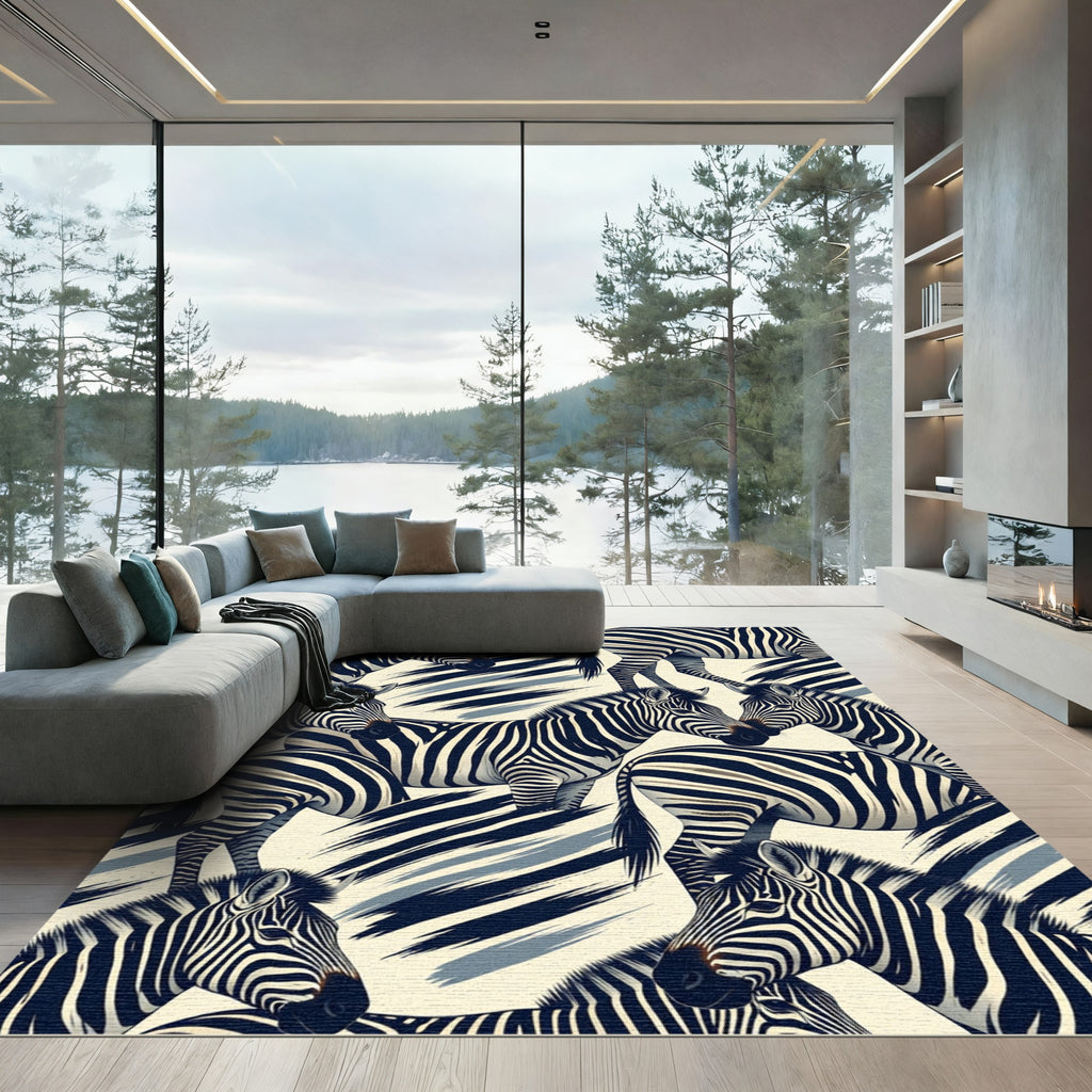 Bold Zebra Stripes Cream Background Rug