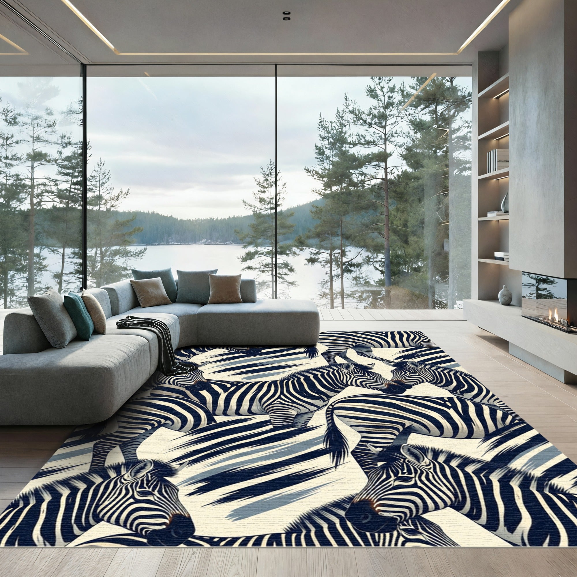 Bold Zebra Stripes Cream Background Rug