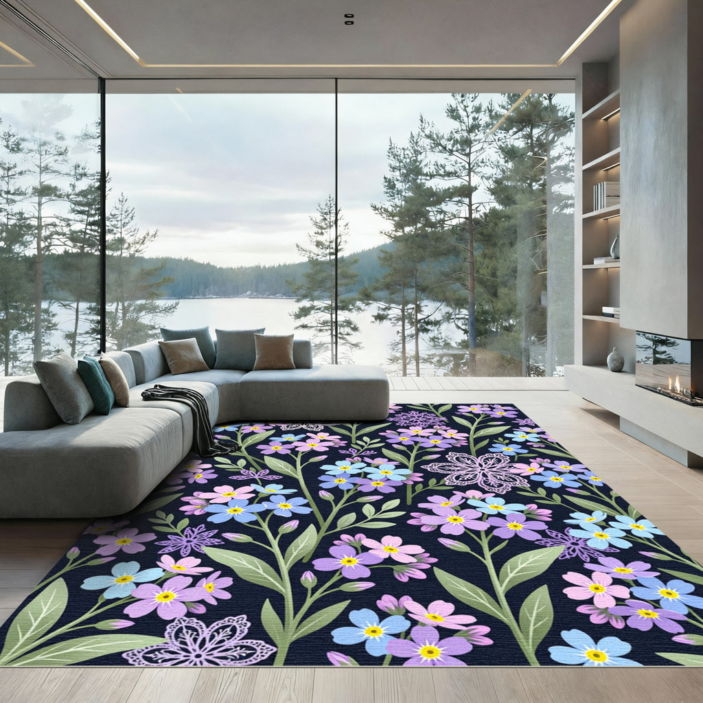 Pastel Forget Me Not Garden Bloom Rug