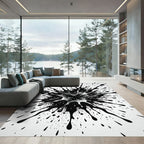 Dynamic Black White Splatter Explosion Rug