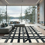 Dark Gray Intersecting Timber Grid Rug