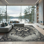 Antique Gray Crown Medallion Floral Rug