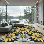 Yellow and White Daisy Garden Rug