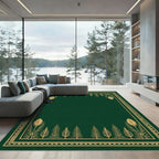 Elegant Emerald Botanical Border Rug