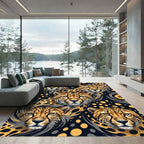 Bold Cheetah Face Swirls And Spots Rug