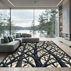 Sinuous Charcoal Branch Interwoven Forest Rug