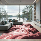 Coral Waterfall Flowing River Rug