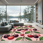Pink Cherry Fruit Branches Rug
