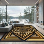 Golden Yellow Nested Star Geometry Rug