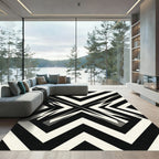 Bold Black White Jagged Angle Rug