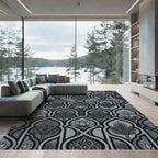 Monochromatic Gray Lotus Arch Pattern Rug