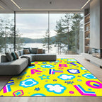 Vibrant Yellow Alphabet Clouds Stars Rug