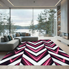 Neon Chevron Black and White Abstract Rug