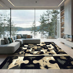 Monochromatic Abstract Geometric Jigsaw Puzzle Rug